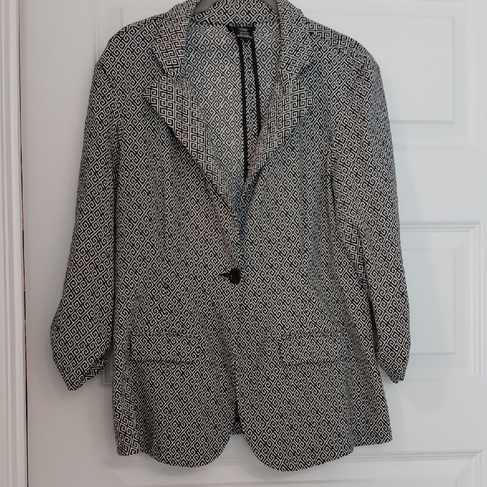 Printed Open-Front Jacket - Black & White